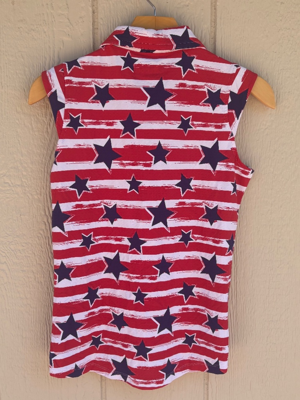 IBKUL Americana Sleeveless Zip Polo Shirt Women's XS Red White Blue 4th of July - Picture 5 of 8